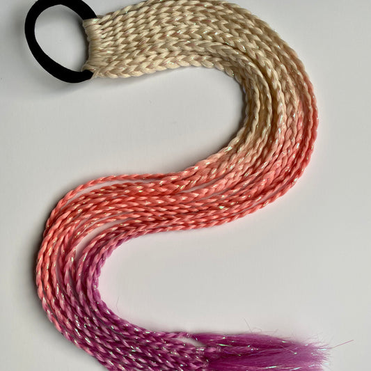 Braided Delphine | Blonde, Pink & Purple Tinsel Hair