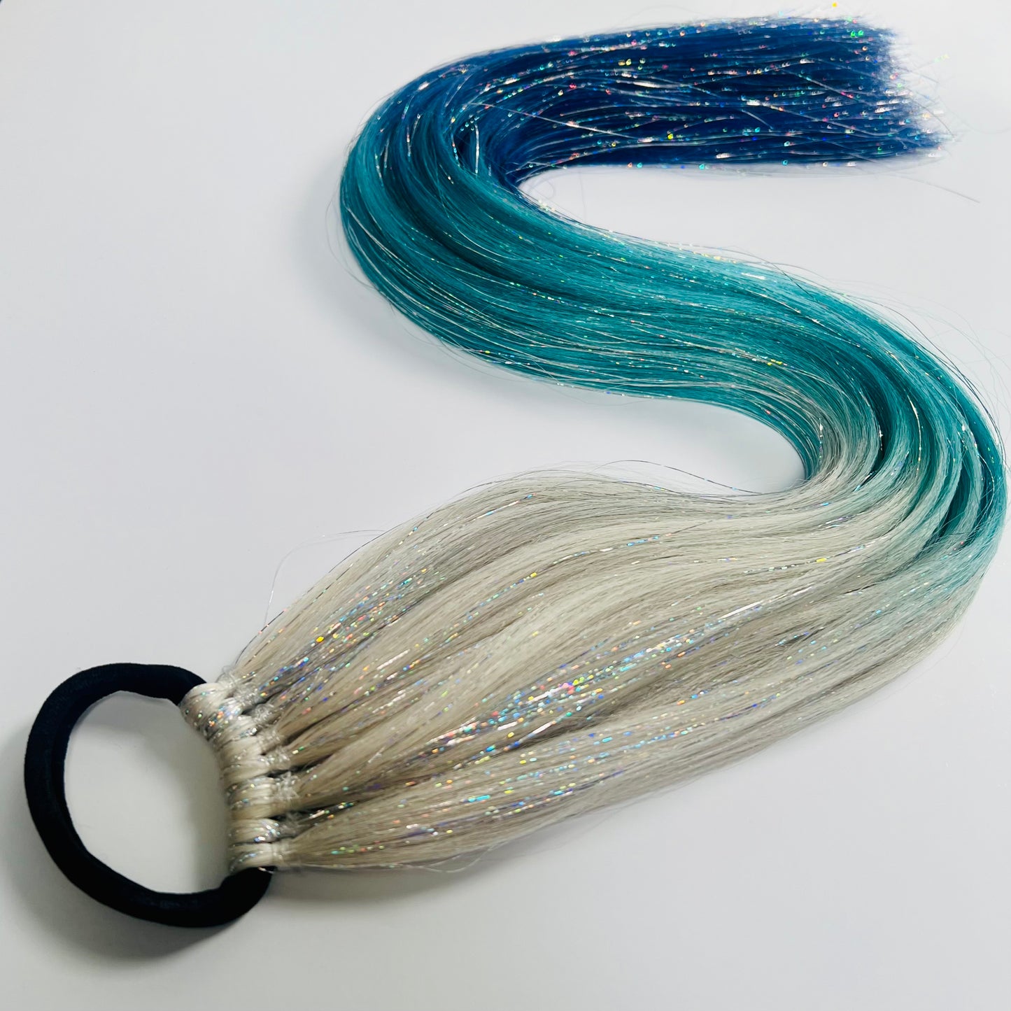 Cleodora | Blonde & Blue Ombre Tinsel Hair