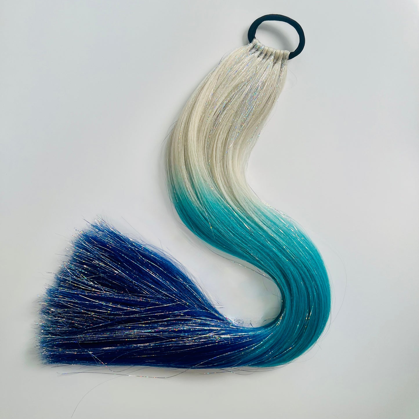 Cleodora | Blonde & Blue Ombre Tinsel Hair