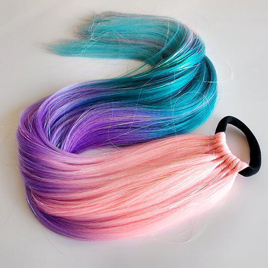 Perla | Pink, Purple & Blue Ombre Tinsel Hair