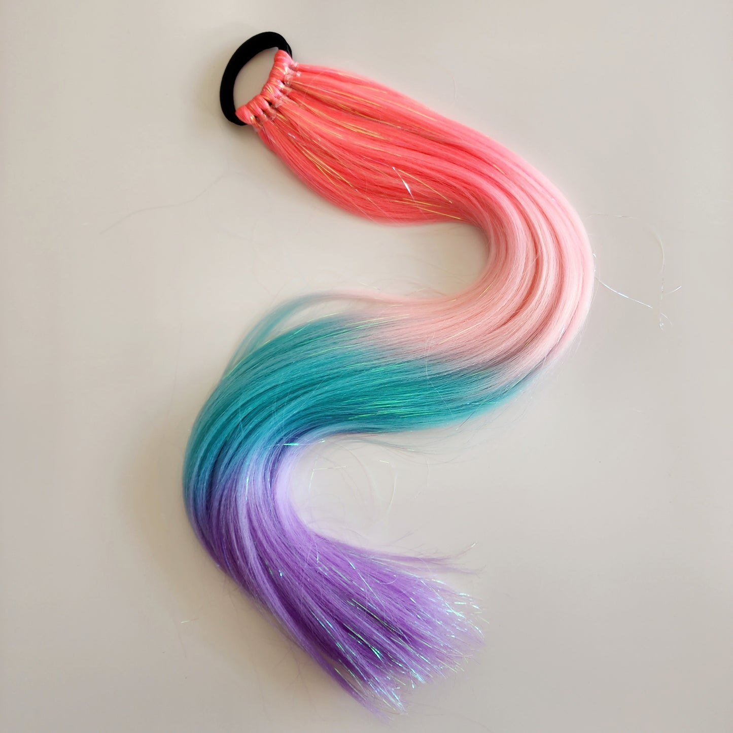 Mala | Pink Ombre, Turquoise & Purple Tinsel Hair